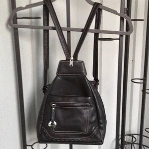 Brown leather backpack bag